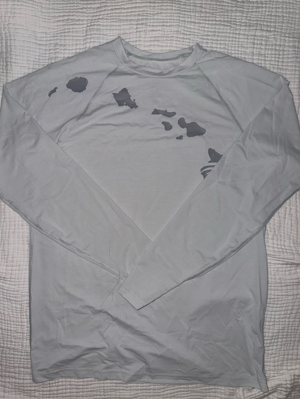 Men's Long-Sleeve Rash Guard - Gray Hawaiian Map Print
